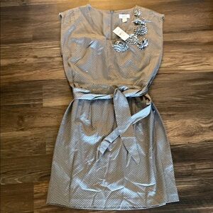 LOFT Gray Sleeveless Wrap Sheath Dress